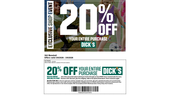 Pre-Season Shop Weekend at Dick's Sports March 6-9